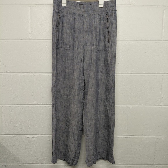 Violets & Roses Pants - Violets & Roses Women Cropped Linen Pants Size 10/30 Blue Lagernook Coastal